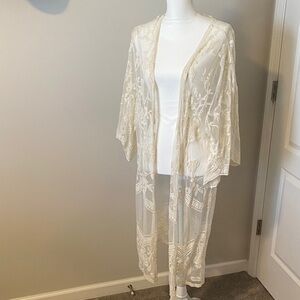 She + Sky Ivory Floral Lace Overlay